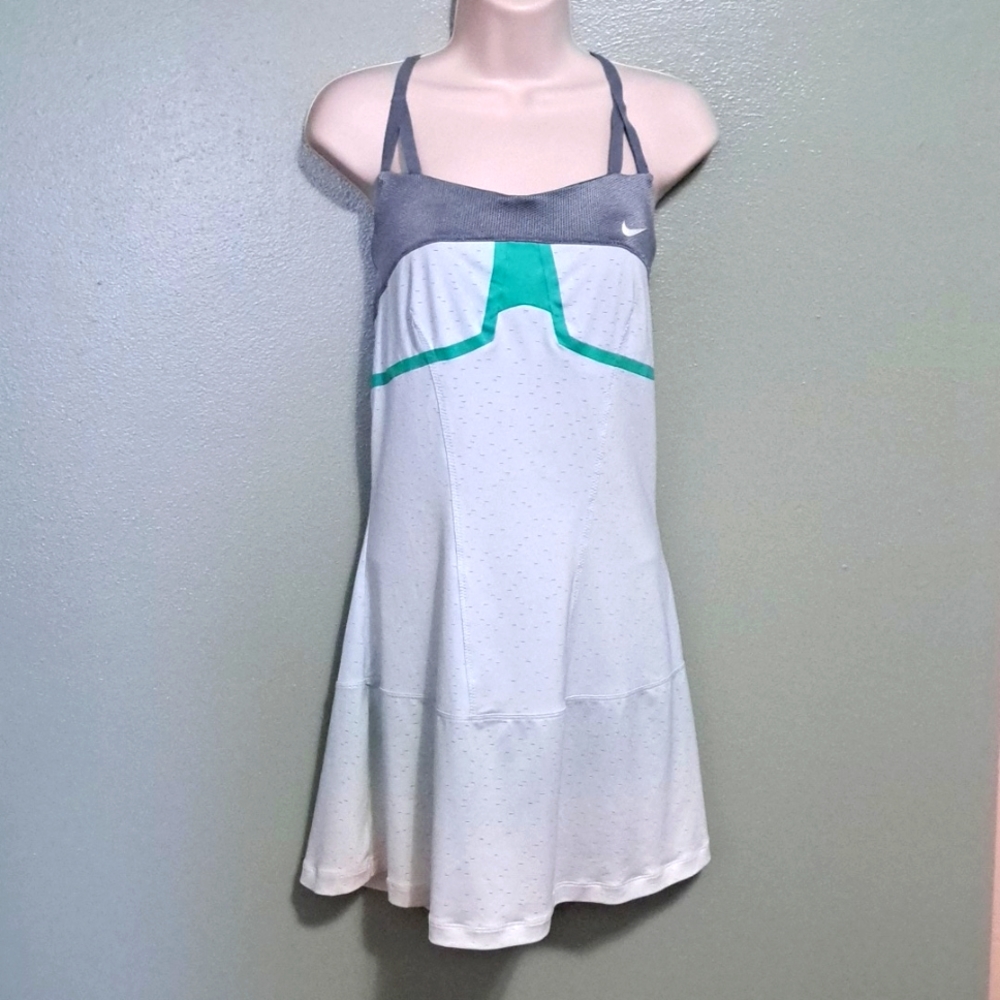 Vintage Nike Maria Sharapova White Tennis Dress with Gray and Teal Accents XL